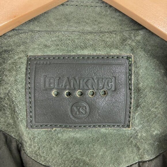BlankNYC 100% Leather Green Moto Biker Jacket Suede Size XS Silver Hardware Boho - Picture 4 of 16